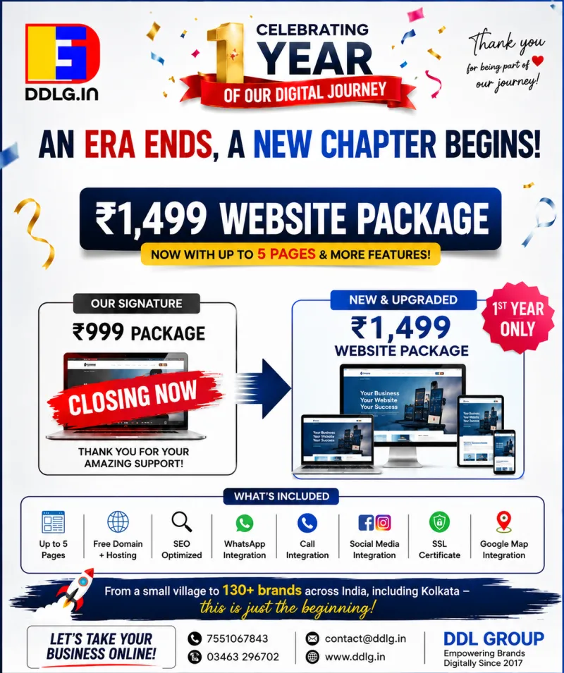 An Era Ends, A New Chapter Begins! 🎉

After helping 130+ brands go digital, we’re closing our signature ₹999 Website Package and introducing an upgraded ₹1,499 Website Package — now with up to 5 pages and more features.