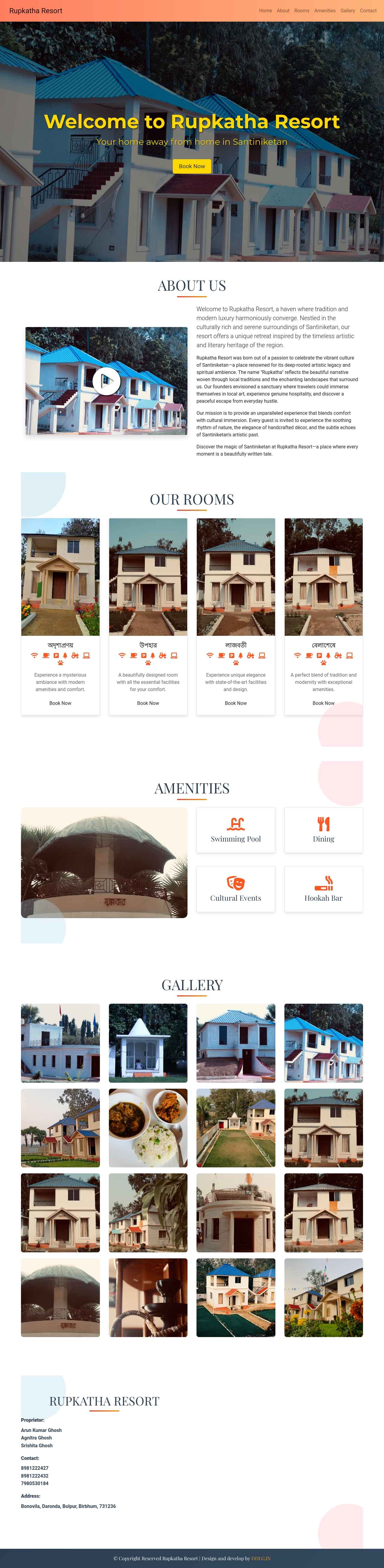 Rupkatha Resort Website Screenshot